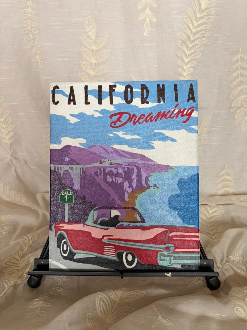 Hand Painted California Dreaming Coastal Travel Canvas Art 11x14